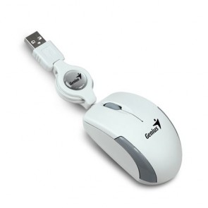 Egér, vezetékes, optikai, kisméret, USB, GENIUS "Micro Traveler" fehér