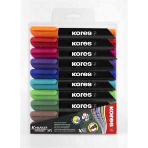 Alkoholos marker, 3-5 mm, kúpos, KORES "K-Marker", 10 különböző szín