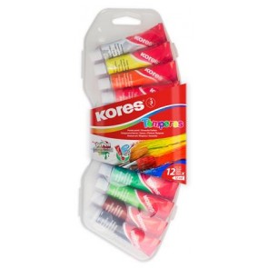 Tempera készlet, 12 ml, KORES, 12 különböző szín