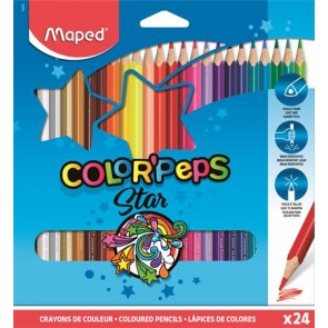 Színes ceruza készlet, háromszögletű, MAPED "Color`Peps Star", 24 különböző szín