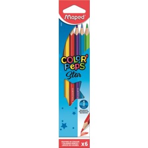 Színes ceruza készlet, háromszögletű, MAPED "Color`Peps Star", 6 különböző szín