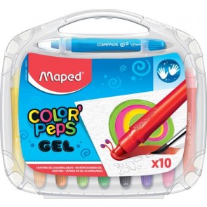 Zsírkréta, kitekerhető, MAPED "Color`Peps GEL", 10 különböző szín