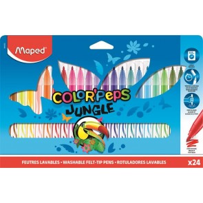Filctoll készlet, 2,8 mm, kimosható, MAPED "Color`Peps Jungle", 24 különböző szín