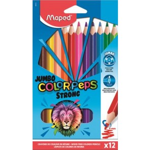 Színes ceruza készlet, háromszögletű, MAPED "Jumbo Color`Peps Strong", 12 különböző szín