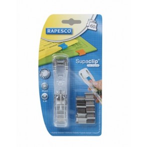 Kapocsadagoló, ezüst kapcsokkal, RAPESCO, "Supaclip 40", átlátszó