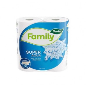 Kéztörlő, tekercses, 2 rétegű, TENTO "Family Super Aqua", fehér