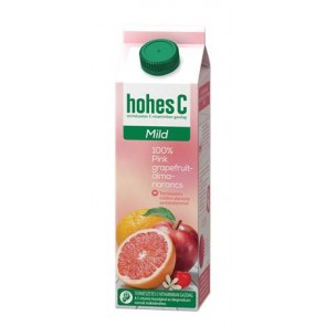 Gyümölcslé, 100%, 1 l, HOHES C "Mild Juice", pink grapefruit-alma-narancs