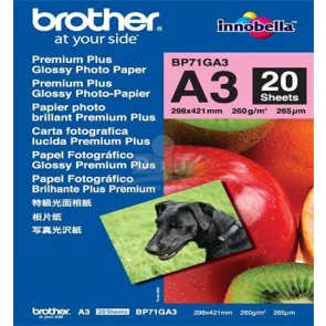 BP71G Fotópapír, tintasugaras, A/3, 260 g, fényes, "Prémium Plus" Brother