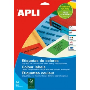 Etikett, 105x148 mm, színes, APLI, zöld, 80 etikett/csomag