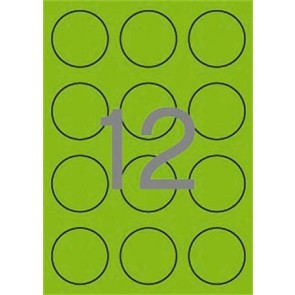 Etikett, 60 mm kör, színes, APLI, neon zöld, 240 etikett/csomag