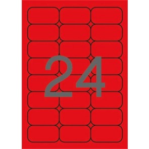 Etikett, 64x33,9 mm, színes, kerekített sarkú, APLI, neon piros, 480 etikett/csomag