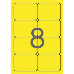 Etikett, 99,1x67,7 mm, színes, kerekített sarkú, APLI, neon sárga, 160 etikett/csomag