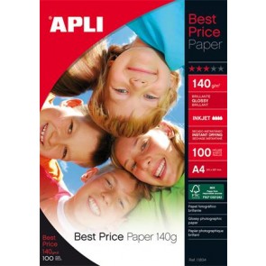 Fotópapír, tintasugaras, A4, 140 g, fényes, APLI "Best Price"