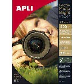 Fotópapír, tintasugaras, A4, 200 g, fényes, APLI "Photo bright"