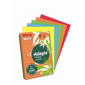 Másolópapír, színes, A4, 80 g, 5x100 lap, REY "Adagio", intenzív mix