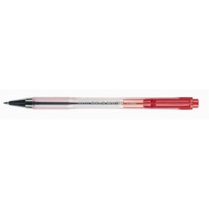 Golyóstoll, 0,27 mm, nyomógombos, átlátszó tolltest, PILOT "BP-S Matic", piros
