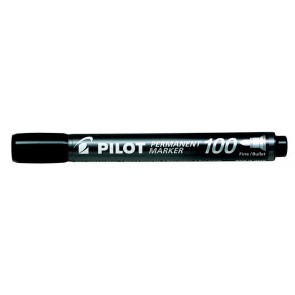 Alkoholos marker, 1 mm, kúpos, PILOT "Permanent Marker 100", fekete