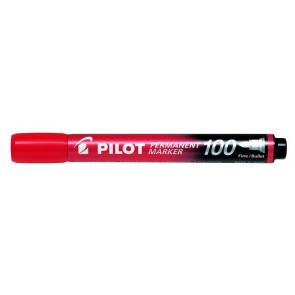 Alkoholos marker, 1 mm, kúpos, PILOT "Permanent Marker 100", piros