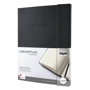 Jegyzetfüzet, exkluzív, A4+, kockás, 97 lap, mágneses záródású, keményfedeles, SIGEL "Conceptum", fekete