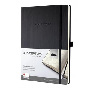 Jegyzetfüzet, exkluzív, A5, kockás, 97 lap, keményfedeles, SIGEL "Conceptum", fekete