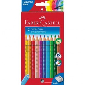 Színes ceruza készlet, háromszögletű, FABER-CASTELL "Jumbo Grip", 12 különböző szín