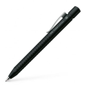 Golyóstoll, 0,35 mm, nyomógombos, metál fekete tolltest, FABER-CASTELL "Grip-2011", kék
