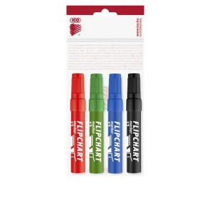 Flipchart marker készlet, 1-4 mm, vágott, ICO "Artip 12", 4 különböző szín