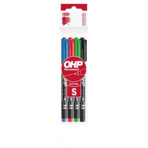 Alkoholos marker készlet, OHP, 0,3 mm, S, ICO, 4 különböző szín
