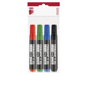 Alkoholos marker készlet, 1-3 mm, kúpos, ICO "Permanent 11 XXL", 4 különböző szín