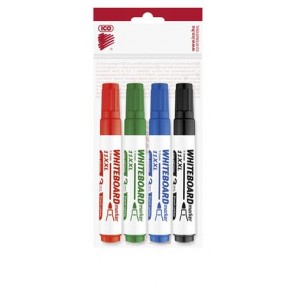Tábla- és flipchart marker készlet, 1-3 mm, kúpos, ICO "Plan 11 XXL", 4 különböző szín
