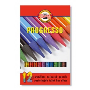 Színes ceruza készlet, henger alakú, famentes, KOH-I-NOOR "Progresso 8756/12", 12 különböző szín
