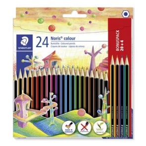 Színes ceruza készlet, hatszögletű, STAEDTLER "Noris Colour 185", 20+4 különböző szín