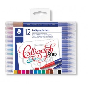 Kalligrafikus marker készlet, 2,0/3,5 mm, kétvégű, STAEDTLER "3005", 12 szín