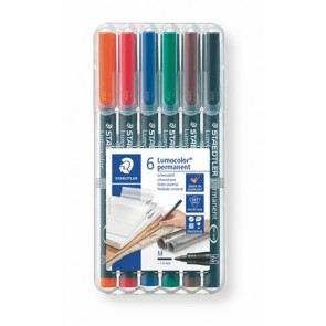 Alkoholos marker készlet, OHP, 1 mm, STAEDTLER "Lumocolor® 317 M", 6 különböző szín