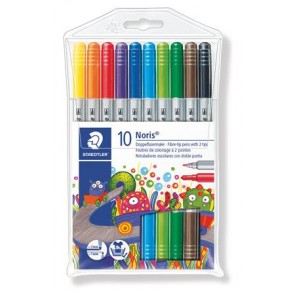 Filctoll készlet, 1-3 mm, kétvégű, kimosható, STAEDTLER "Noris® 320", 10 különböző szín