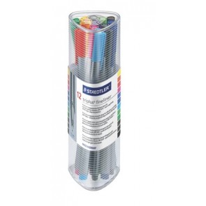 Tűfilc készlet, 0,3 mm, STAEDTLER "Triplus 334", 12 különböző szín