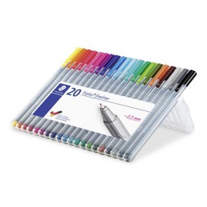 Tűfilc készlet, 0,3 mm, STAEDTLER "Triplus 334", 20 különböző szín