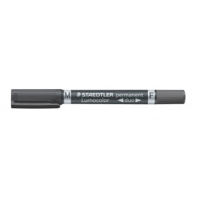 Alkoholos marker, 0,6/1,5 mm, kúpos, kétvégű, STAEDTLER "Lumocolor® duo 348", fekete