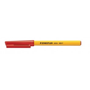 Golyóstoll, 0,3 mm, kupakos, STAEDTLER "Stick 430 F", piros