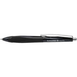 Golyóstoll, 0,5 mm, nyomógombos, fekete színű tolltest SCHNEIDER "Haptify", fekete