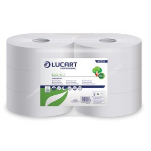 Toalettpapír, 2 rétegű, nagytekercses, 28 cm átmérő, LUCART, "Eco 28 J", fehér