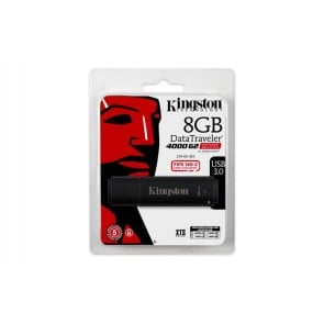 Pendrive, 8GB, USB 3.0, víz- és ütésálló, adatvédelem, KINGSTON "DT4000G2DM", fekete
