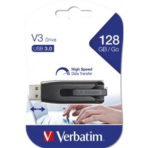 Pendrive, 128GB, USB 3.2, 80/25 MB/s, VERBATIM "V3", fekete-szürke